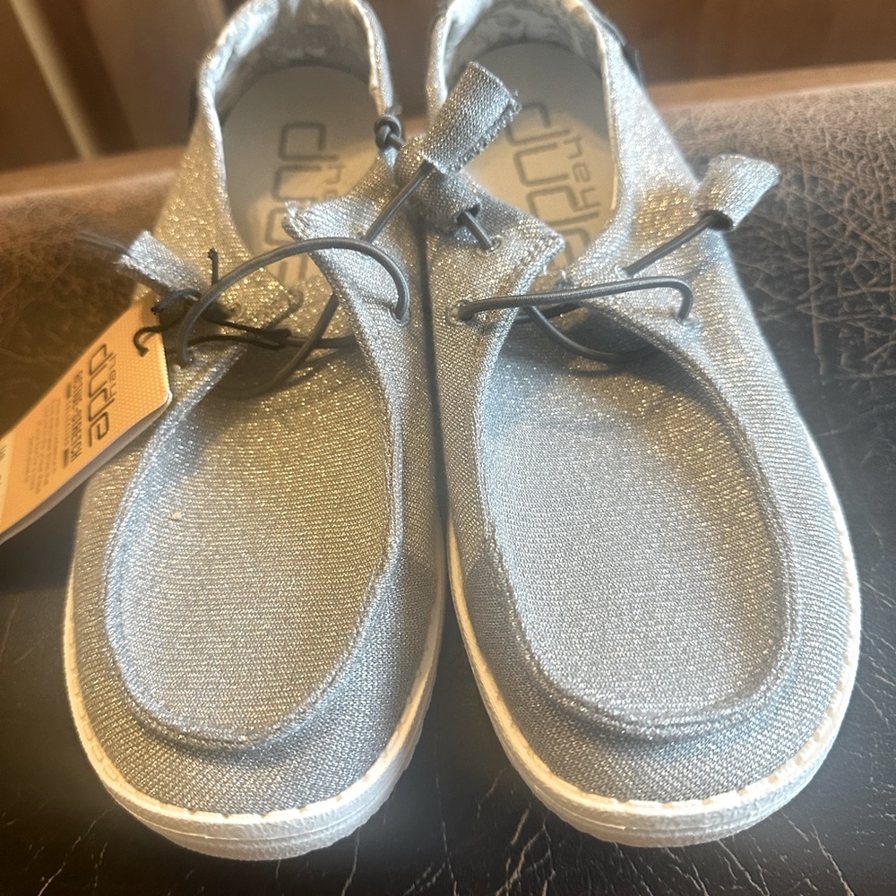 Silver Glitter Hey Dudes Size 7